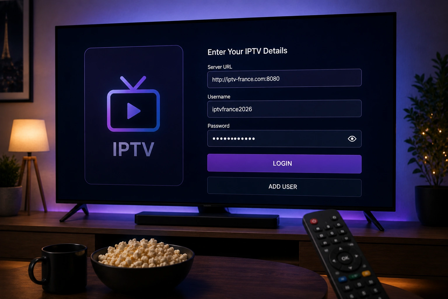 Activation IPTV code France avec identifiants sur téléviseur