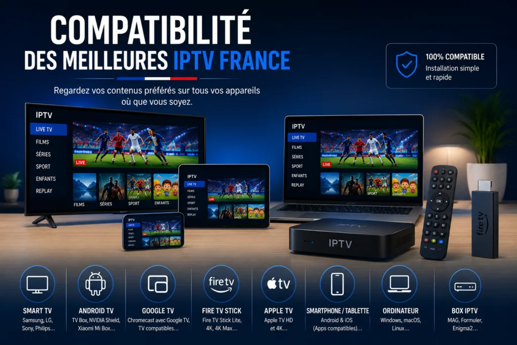 Compatibilité des meilleures IPTV France avec TV, smartphone, tablette et ordinateur