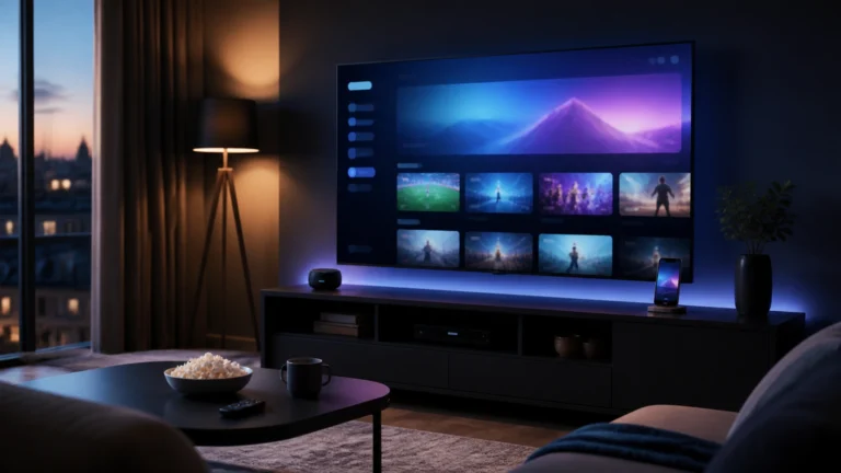 iptv premium france iptv sur Smart TV dans un salon moderne